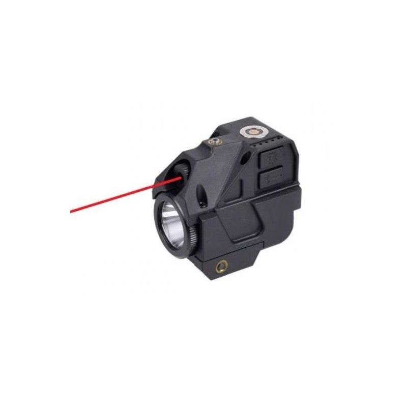 Lampe Laser Rouge et led 500 Lumens Strobo rail picatinny pour arme de poing