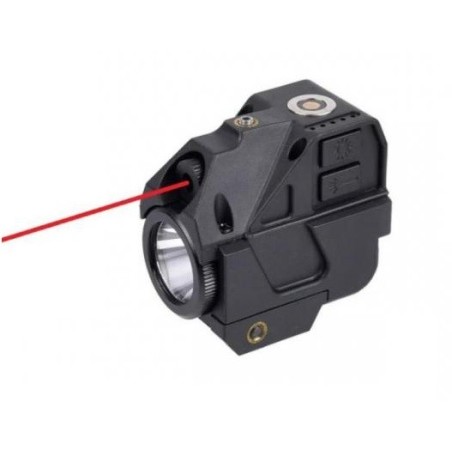 Lampe Laser Rouge et led 500 Lumens Strobo rail picatinny pour arme de poing