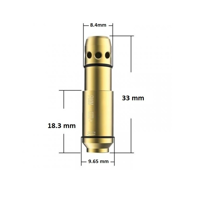 Cartouche laser de réglage,de manipulation et de tir d'entrainement pour arme 9 mm