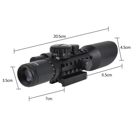 Lunette de tir tactique 3-10x42 avec réticule lumineux et Laser vert sur rail 11 et 22 mm