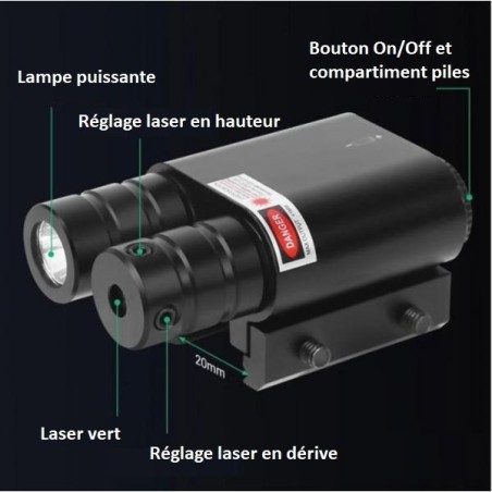 Lampe Laser Rouge et led 300 Lumens