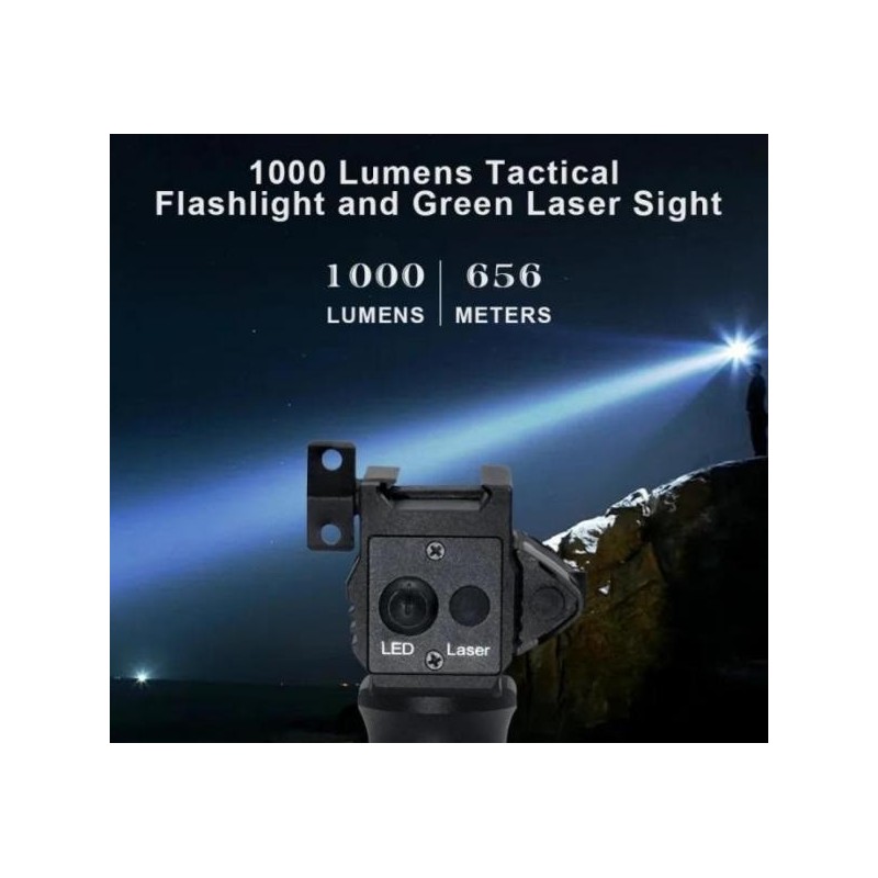 Poignée Tactique InTheTarget Avec Lampe 1000 Lumens Et Laser Rouge - Rail Picatinny