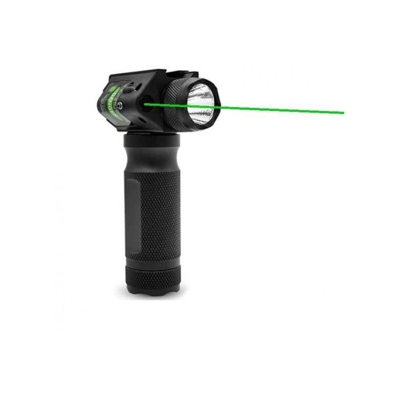 Poignée Tactique Lampe 1000 lumens Laser vert pour rail picatinny en métal