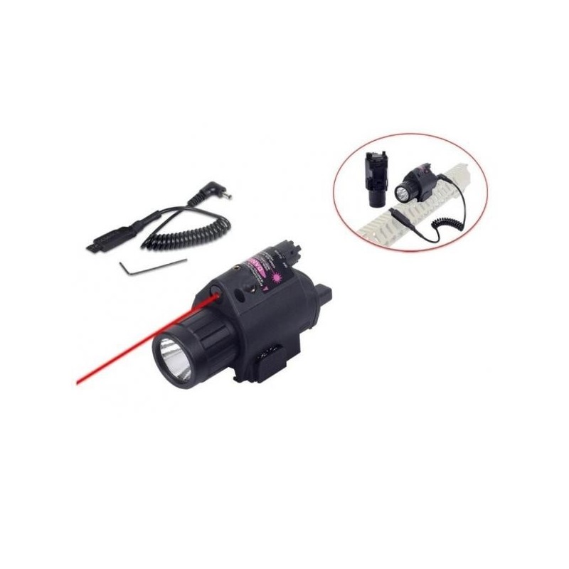 Lampe Laser rouge tactique en metal et led 1500 Lumens pour rail picatinny