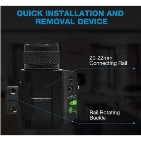 Poignée Tactique Lampe 1000 lumens Laser rouge pour rail picatinny en métal