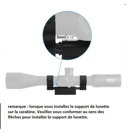 Monobloc de fixation Zero recoil à lunette 25,4 et 30 mm pour carabine avec rail picatinny