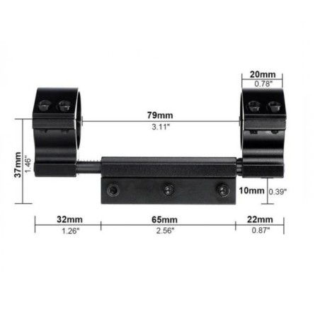 Monobloc de fixation Zero recoil à lunette 25,4 et 30 mm pour carabine avec rail picatinny