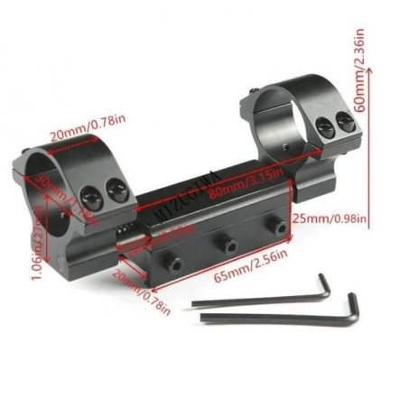 Monobloc de fixation Zero recoil à lunette 25,4 et 30 mm pour carabine avec rail picatinny