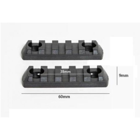 2 Rail picatinny en ABS + VIS pour montage bipod, accessoires ou sur casque protection airsoft