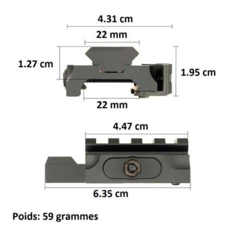 Réhausse de rail picatinny avec attache rapide