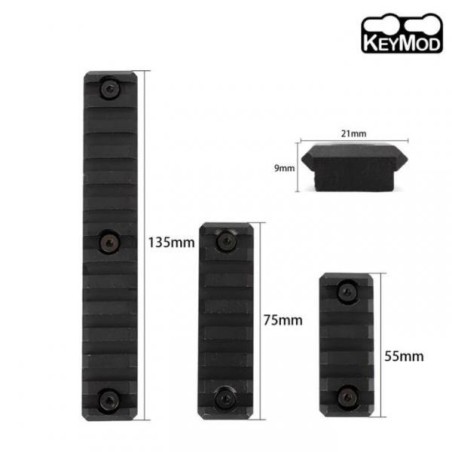 Ensemble de 3 rails aluminiums Keymod avec jeu de vis