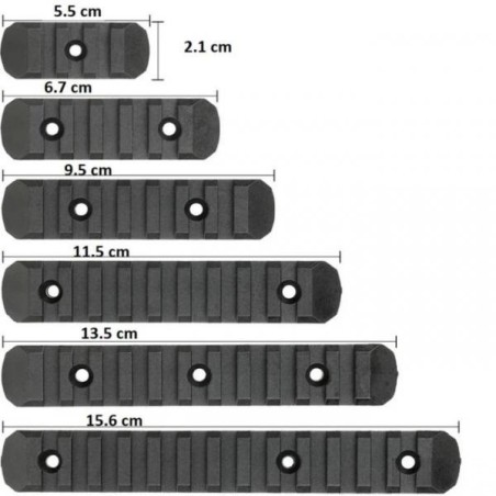 Ensemble de 6 rails M-lok avec jeu de 12 vis et écrous