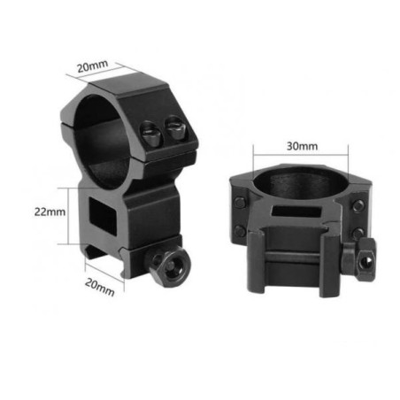 Colliers de fixation pour lunette de tir rail 22 mm diamètre 30 mm