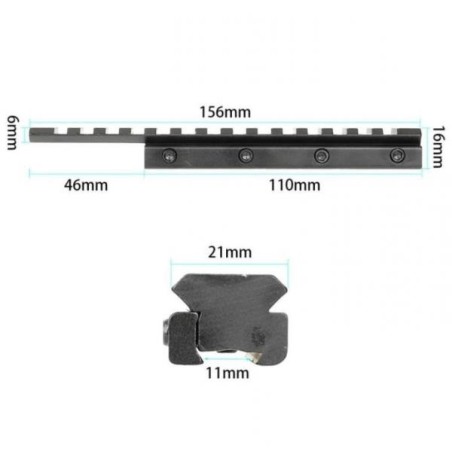 Adaptateur de rail 11 à 22 mm avec extension