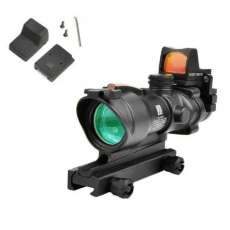 Viseur point rouge Red Dot ACOG 4x32 avec Fibre optique vert + RMR