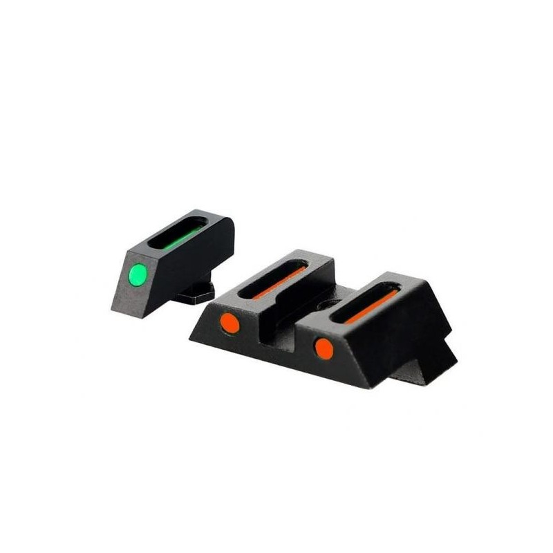 Hausse et guidon en fibre optique pour glock (hausse rouge et guidon vert)