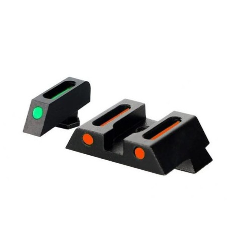 Hausse et guidon en fibre optique pour glock (hausse rouge et guidon vert)