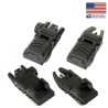 Hausse et guidon cran de mire en fibre optique rabattable type AR15 pour rail 22 mm