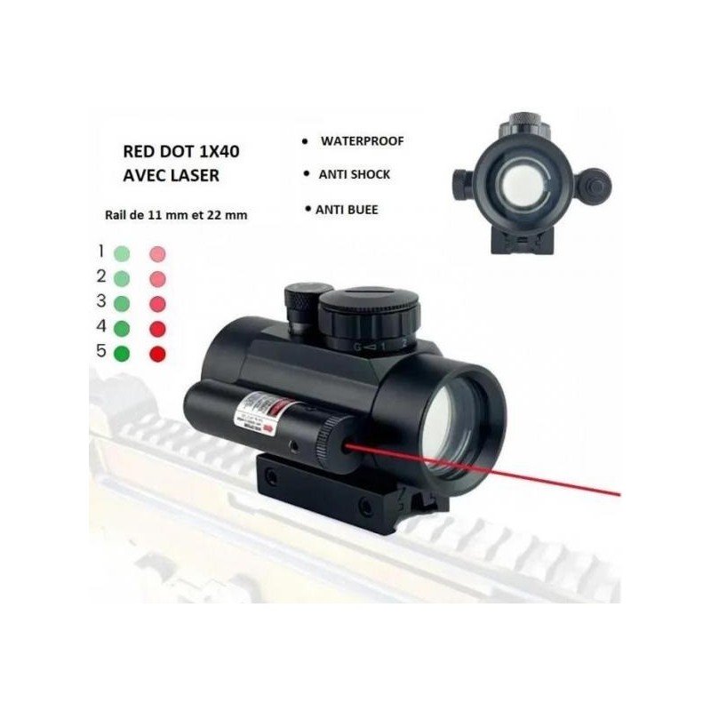 Red Dot Laser 1X40 pour rail de 11 et 22 mm
