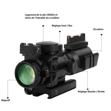 Red Dot 4x32 avec visée fibre optique supérieur pour rail picatinny