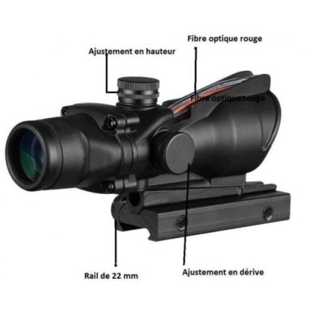 Viseur point rouge Red Dot ACOG 4x32 avec Fibre optique vert