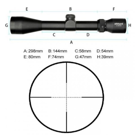 Lunette de tir 3-9x40 HK avec réticule Mil dot colliers 11 ou 22 mm
