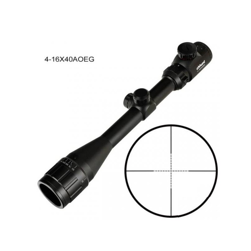 Lunette de tir 4-16x40 AOEG réticule lumineux Mil dot avec colliers 11 ou 22 mm aux choix