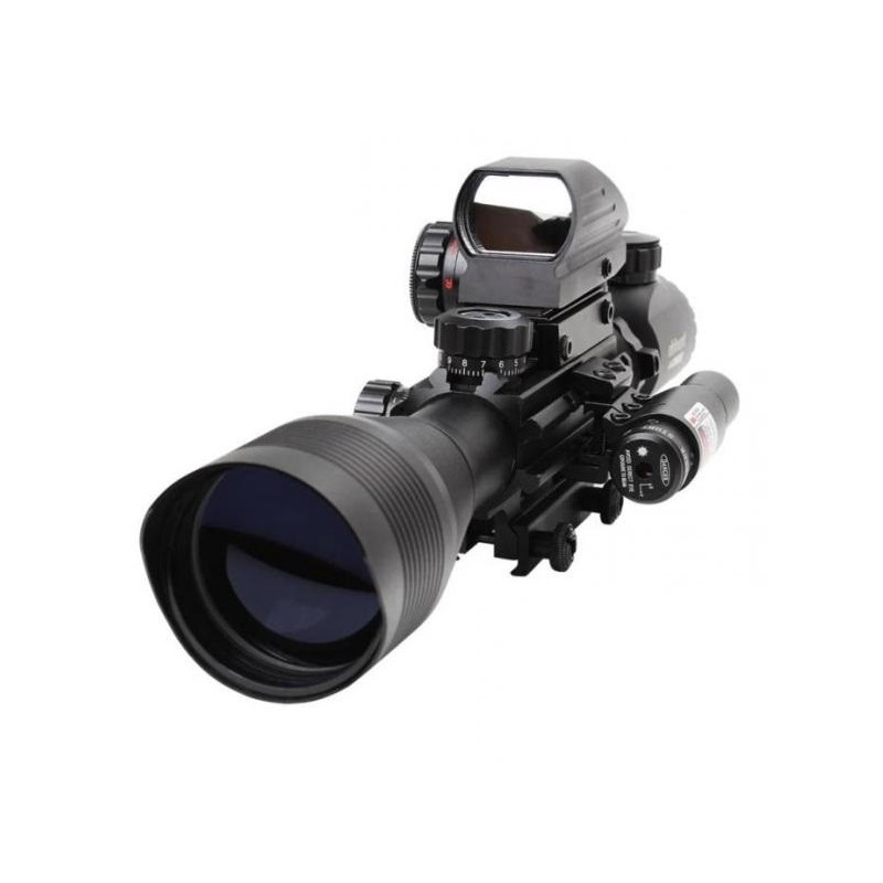 Camera Reticule Lunette 4-12x50 réticule lumineux combo avec red dot et laser vert pour ...
