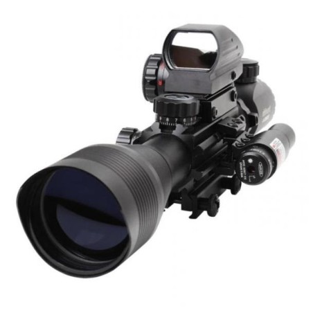 Lunette 4-12x50 réticule lumineux combo avec red dot et laser vert pour rail picatinny