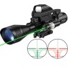 Lunette 4-12x50 réticule lumineux combo avec red dot et laser vert pour rail picatinny