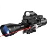 Lunette 4-12x50 réticule lumineux combo avec red dot et laser Rouge pour rail picatinny