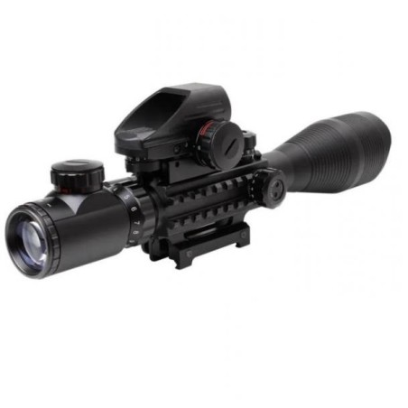 Lunette 4-12x50 réticule lumineux combo avec red dot et laser Rouge pour rail picatinny
