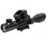 Lunette 4-12x50 réticule lumineux combo avec red dot et laser Rouge pour rail picatinny