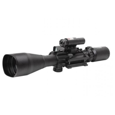 Lunette 4-12x50 réticule lumineux combo avec red dot et laser Rouge pour rail picatinny