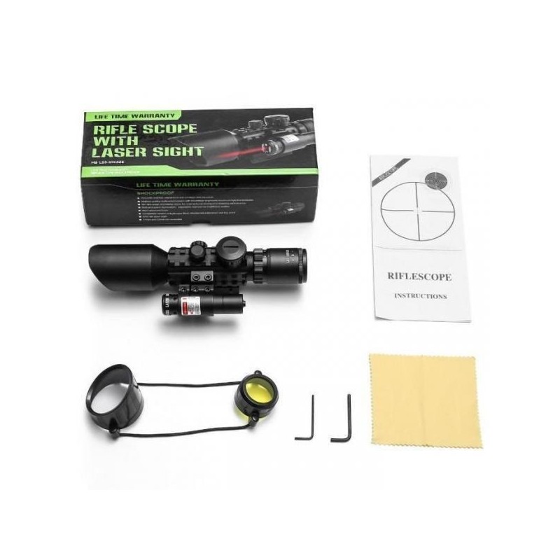 Lunette De Tir March 3x28IR Amg HD Gen, Visée Nette Et Précise Avec Réticule Lumineux Rouge - Packs Colliers 11 Ou 22 Mm Inclus