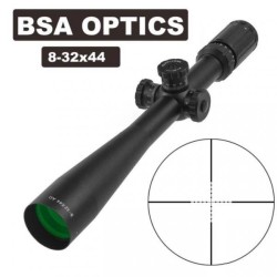 Lunette de tir BSA 8-32x44 AO réticule mildot avec colliers aux choix
