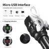 Lampe tactique 1500 lumens rechargeable par USB avec attache rail picatinny et switch déporté