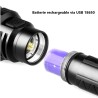 Lampe tactique 1500 lumens rechargeable par USB avec attache rail picatinny et switch déporté