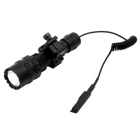 Lampe tactique 1500 lumens rechargeable par USB avec attache rail picatinny et switch déporté