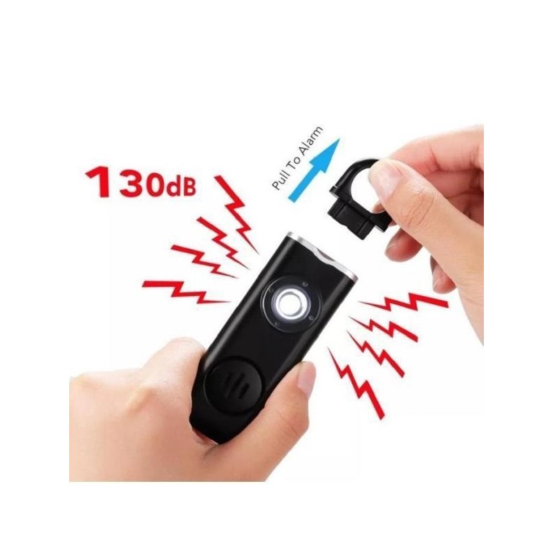 Porte clef alarme personnelle 130 décibels et lampe sur batterie