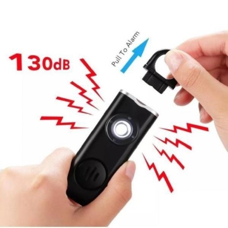 Porte clef alarme personnelle 130 décibels et lampe sur batterie
