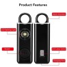 Porte clef alarme personnelle 130 décibels et lampe sur batterie