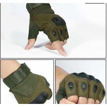 Gants mitaines tactiques coqués kakis taille L