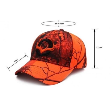Casquette de chasse avec Bois de Cerf brodé coloris camo orange
