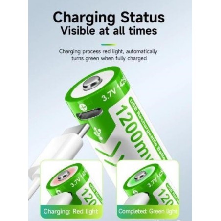 Batterie 14250, 3.7 V de 1200 mAh rechargeable via USB