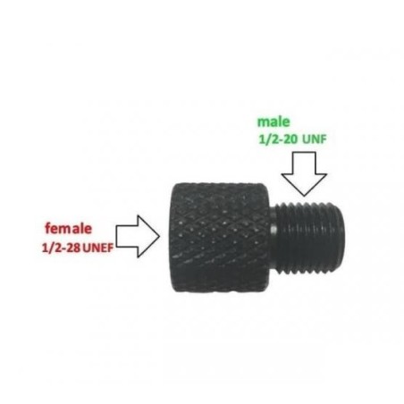 "Adaptateur 22LR de 1/2""x 28 vers modérateur 1/2"" x 20 "