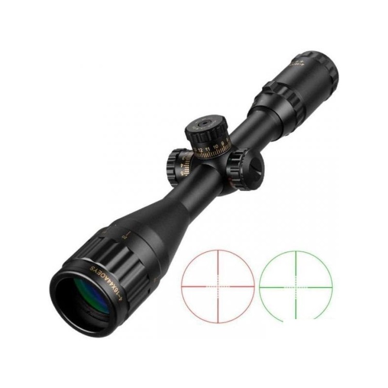 Lunette de tir 4-16x44 AOE avec réticulle lumineux rouge ou vert et colliers aux choix