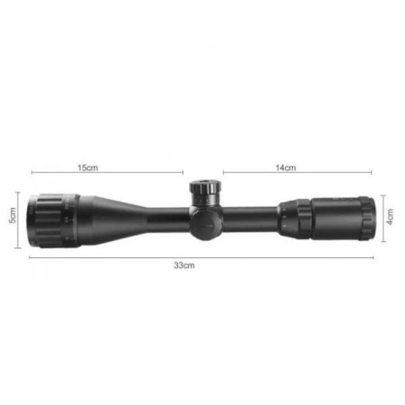 Lunette de tir 4-16x44 AOE avec réticulle lumineux rouge ou vert et colliers aux choix