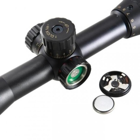 Lunette de tir 4-16x44 AOE avec réticulle lumineux rouge ou vert et colliers aux choix