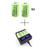 2 Batteries rechargeables CR123A 2800 mAh + chargeur USB 4 emplacements